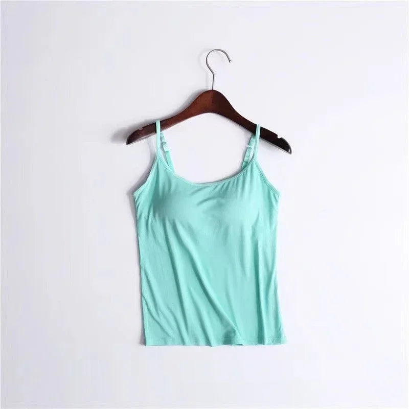 Elevate Your Summer Wardrobe with Our Stylish Solid Padded Bra Camisole Top for Women