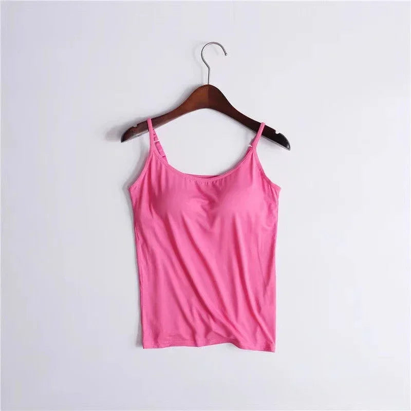 Elevate Your Summer Wardrobe with Our Stylish Solid Padded Bra Camisole Top for Women