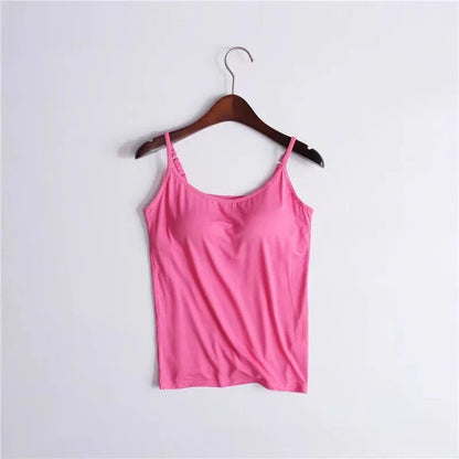 Elevate Your Summer Wardrobe with Our Stylish Solid Padded Bra Camisole Top for Women
