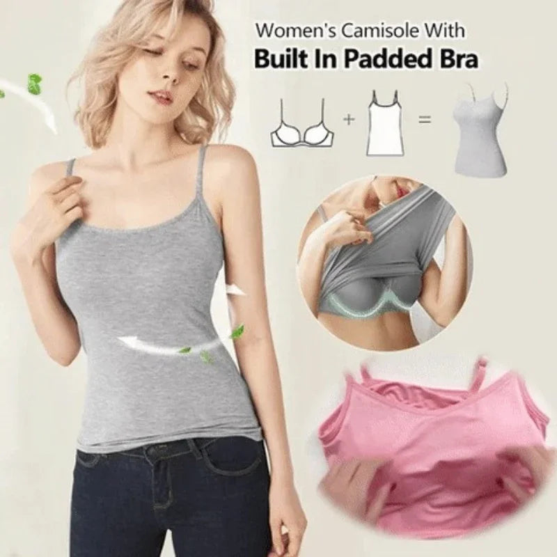 Elevate Your Summer Wardrobe with Our Stylish Solid Padded Bra Camisole Top for Women