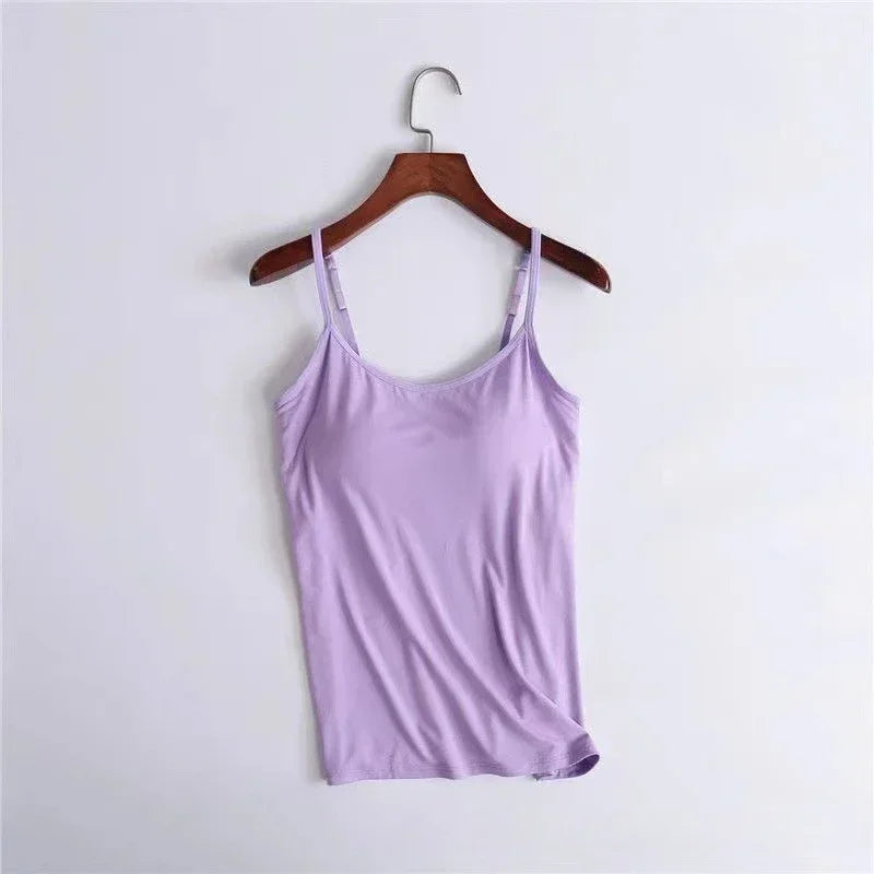 Elevate Your Summer Wardrobe with Our Stylish Solid Padded Bra Camisole Top for Women